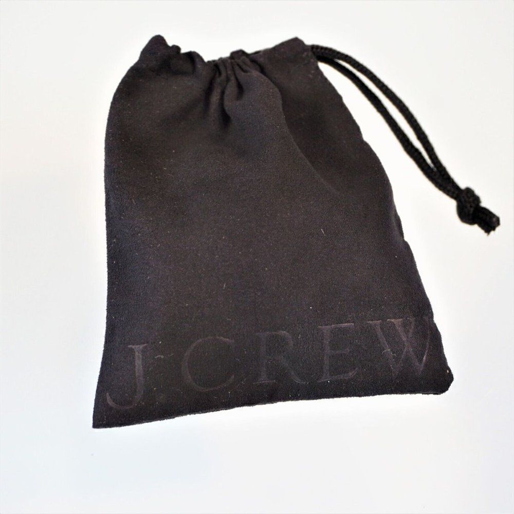 J Crew Drawstring Pouch Jewelry Dust Bag Black Sueded Fabric 4.75 x 4 in